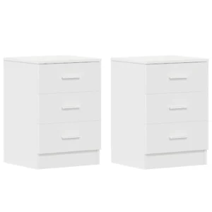 Bedside Cabinet Engineered Wood 38x35x55 cm White 2 pcs