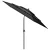 Garden Parasol, 3-Tier, Aluminium Pole, 3m, Anthracite