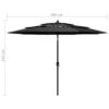 Garden Parasol, 3-Tier, Aluminium Pole, 3m, Anthracite