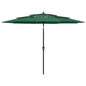 Garden Parasol, 3-Tier, Aluminium Pole, 3m, Green