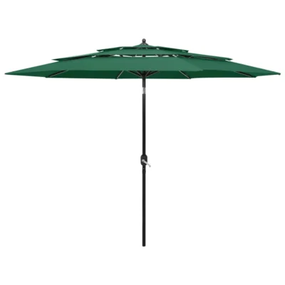 Garden Parasol, 3-Tier, Aluminium Pole, 3m, Green