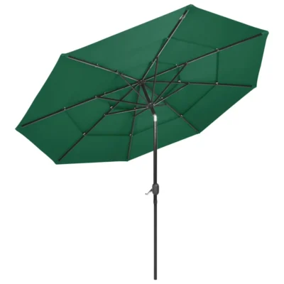 Garden Parasol, 3-Tier, Aluminium Pole, 3m, Green