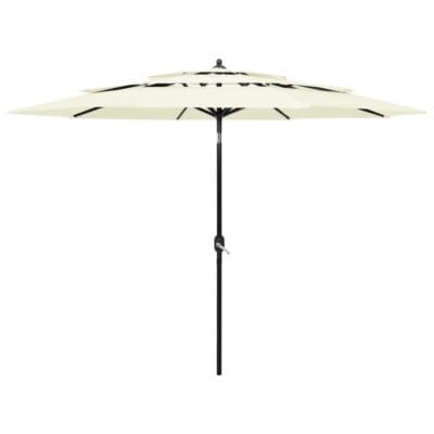 Garden Parasol, 3-Tier, Aluminium Pole, 3m, Sand
