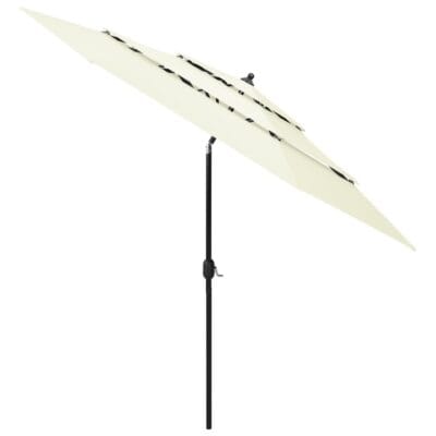 Garden Parasol, 3-Tier, Aluminium Pole, 3m, Sand