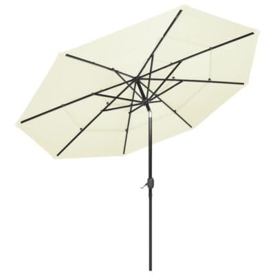 Garden Parasol, 3-Tier, Aluminium Pole, 3m, Sand