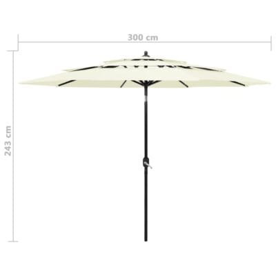 Garden Parasol, 3-Tier, Aluminium Pole, 3m, Sand