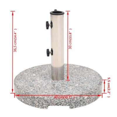 Parasol Base Granite Round 20 kg Grey